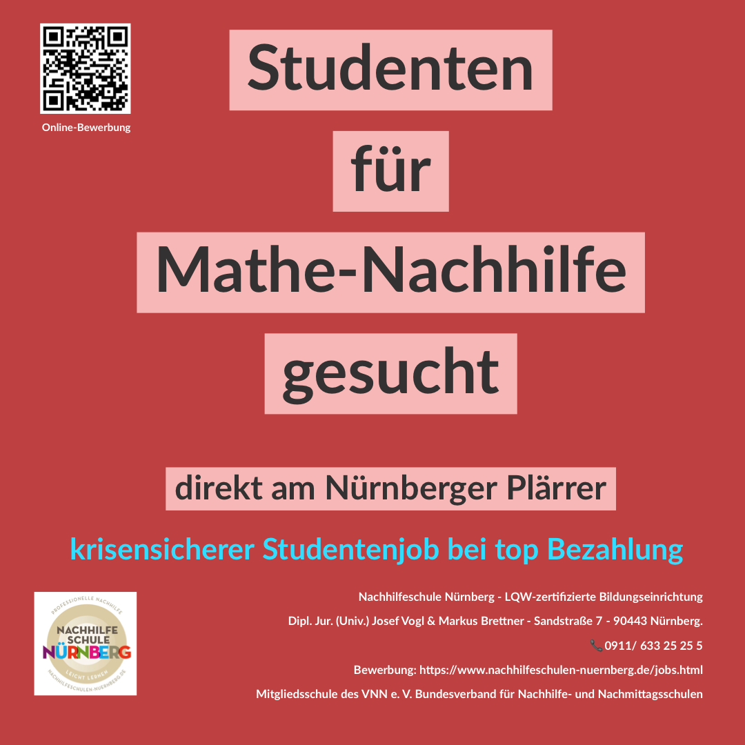 Studenten Job Nürnberg Nachhilfelehrer Nachhilfe Nebenjob Studentenjob