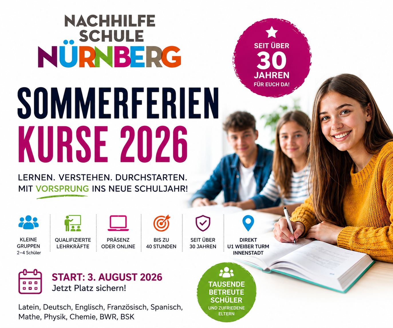 Nürnberg Sommerferienkurse Bootcamp Nachprüfung Vorbereitung 2026