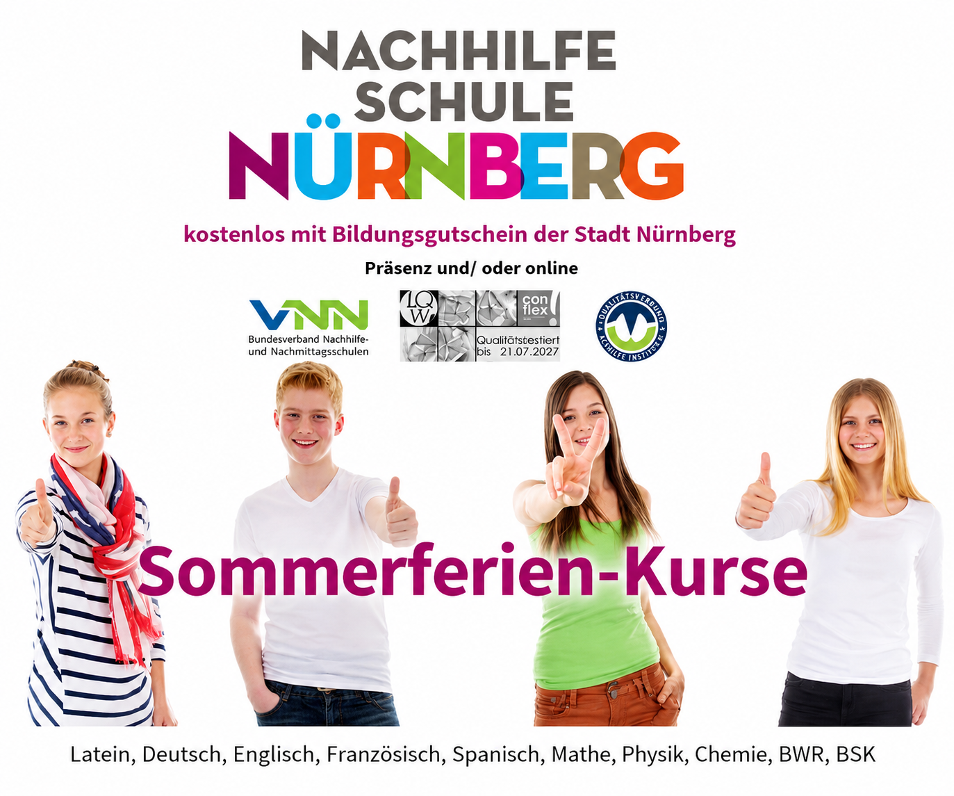 Sommerferien Kurse Nachhilfe Vorbereitung Nachprüfung 2026 Nürnberg